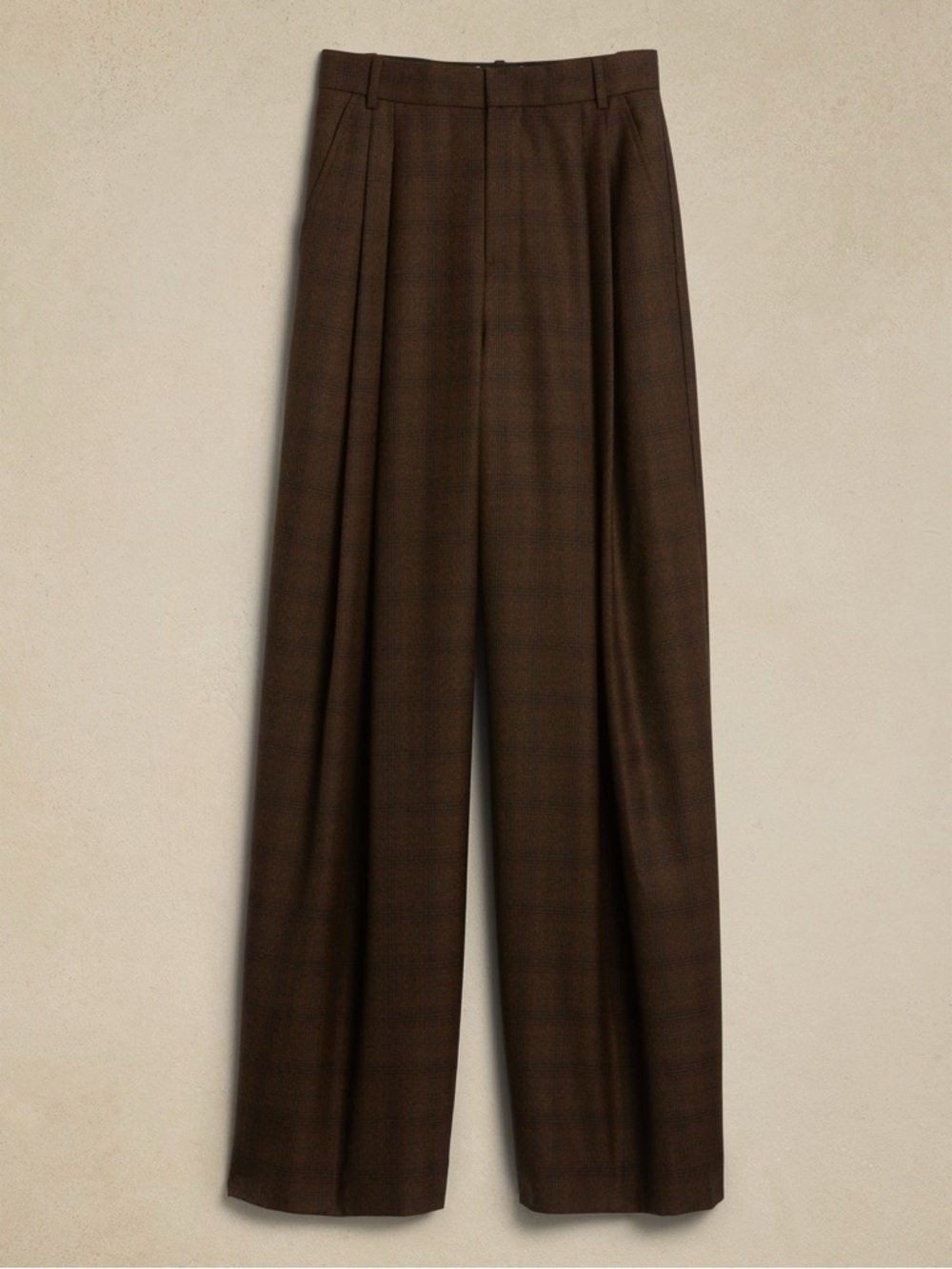 Banana Republic Brown Plaid Wide-Leg Trousers